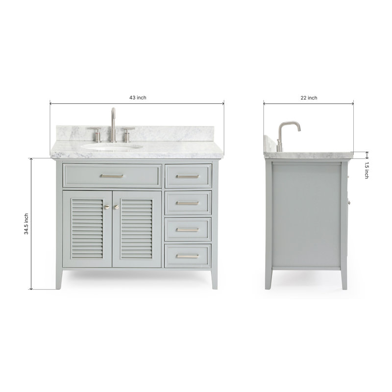 Kensington 43'' W Single Vanity, Gray, Right