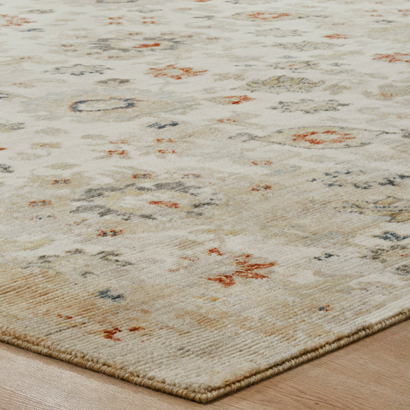Rosemont Wool Oriental Area Rug in Ivory, Rectangle 3'6" x 5'6"