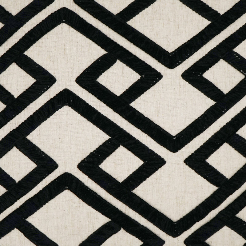Coussin décoratif Accolade, Onyx / blanc, Carré 22 po