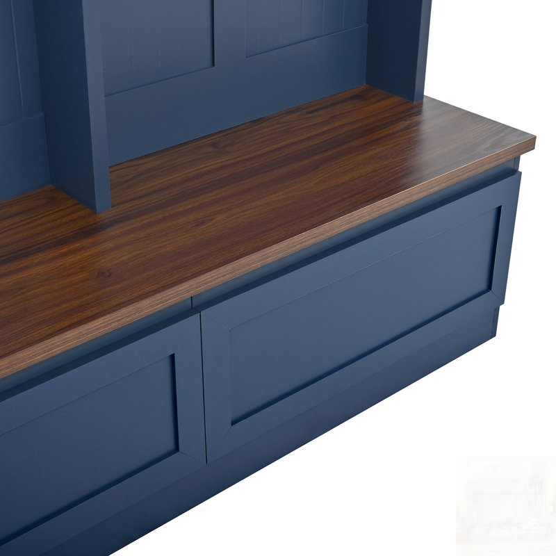 Farmhouse 4-In-1 Hall Tree With Wood Grain Bench And Large Drawers, Versatile Entrance Organizer For Modern Homes