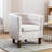 Fabric Barrel Accent Chair with Rubberwood Legs-1876760404