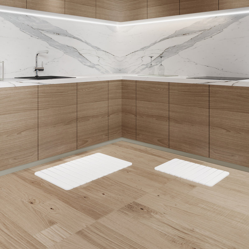 Ensemble de tapis de cuisine à séchage rapide Diatomite, Blanc naturel