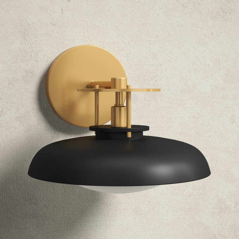 Rosamund Dimmable Bath Sconce, Matte Black/Warm Brass