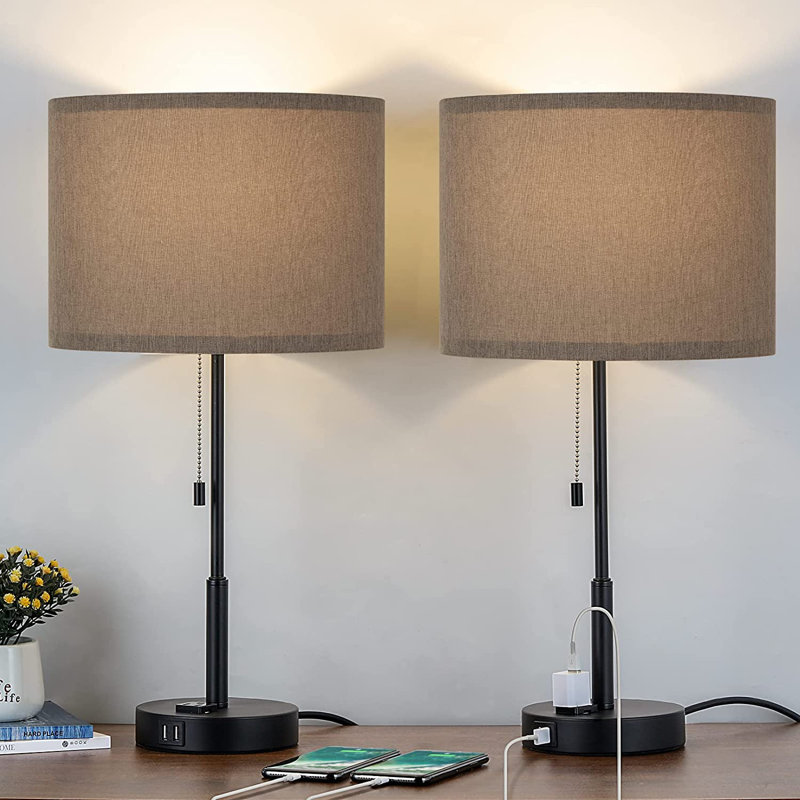 Meredy Fabric Table Lamp, Gray