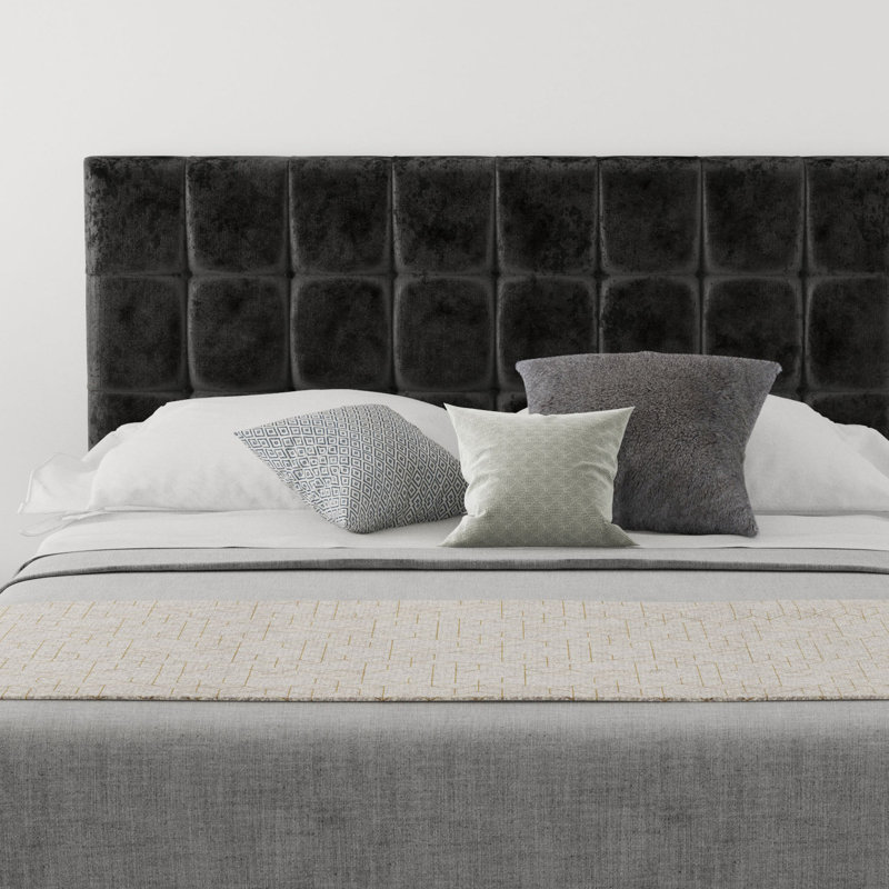 Wellington Upholstered Headboard, Kingsize (5'), Velvet Black