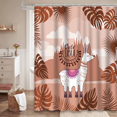 Rideau de douche imperméable à motif floral alpaga avec 12 crochets
