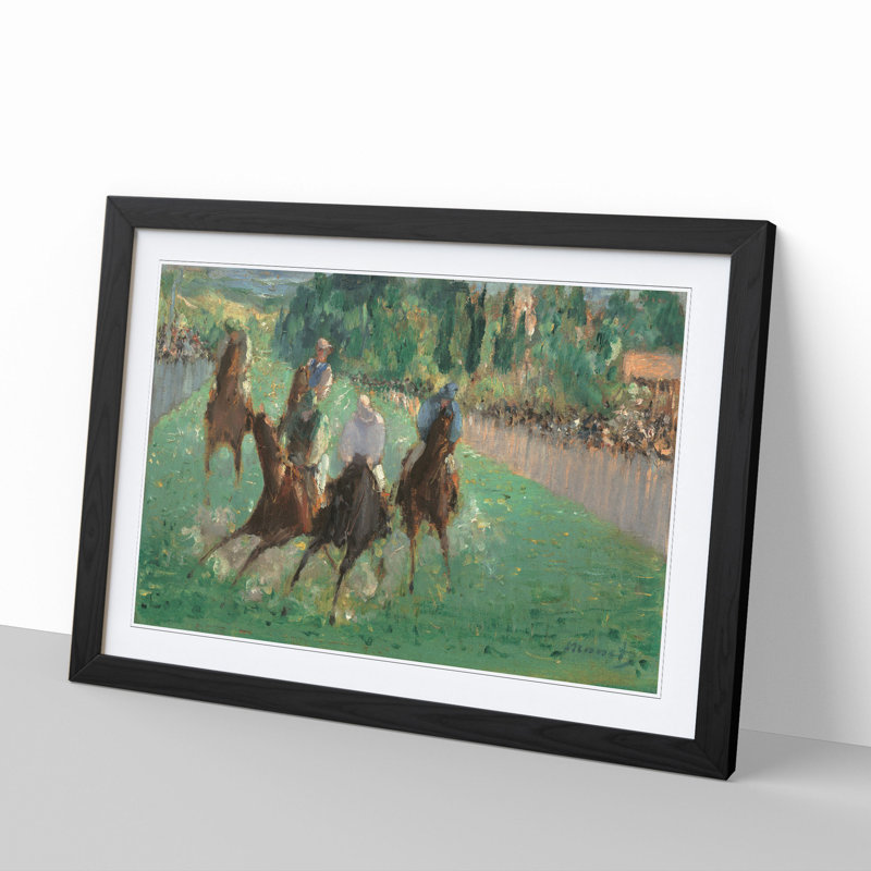 At the Races by Edouard Manet - Picture Frame Painting, 48cm H x 65cm W x 2cm D, Black Framed