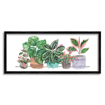 «Pots Plants Herbal Leaves», motif vert sur feuillage encadré, estampe numérique de Karyn Panganiban