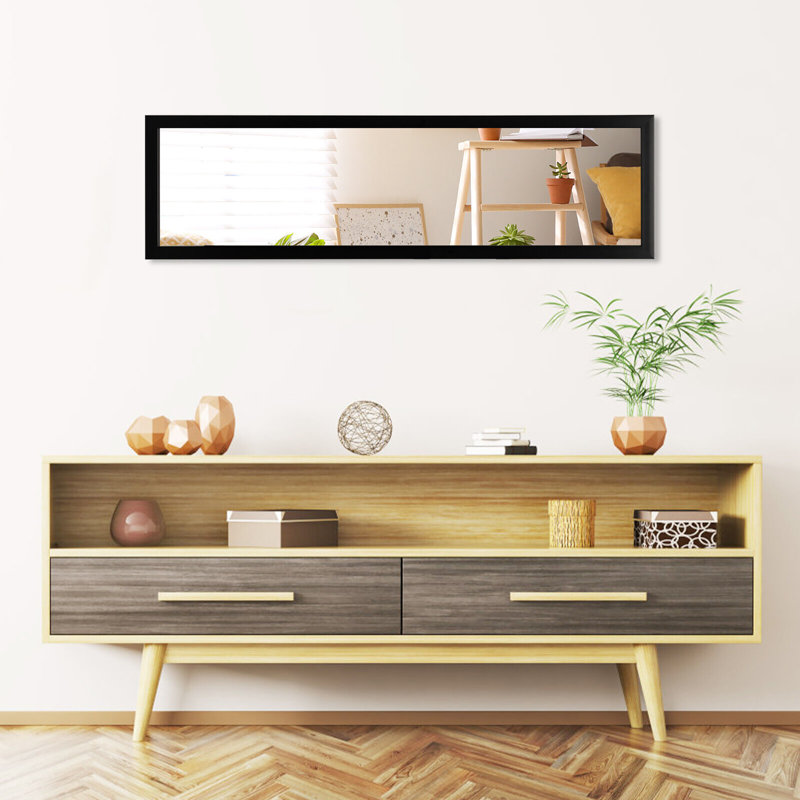 Crstal Engineered Wood Flat Mirror, Black