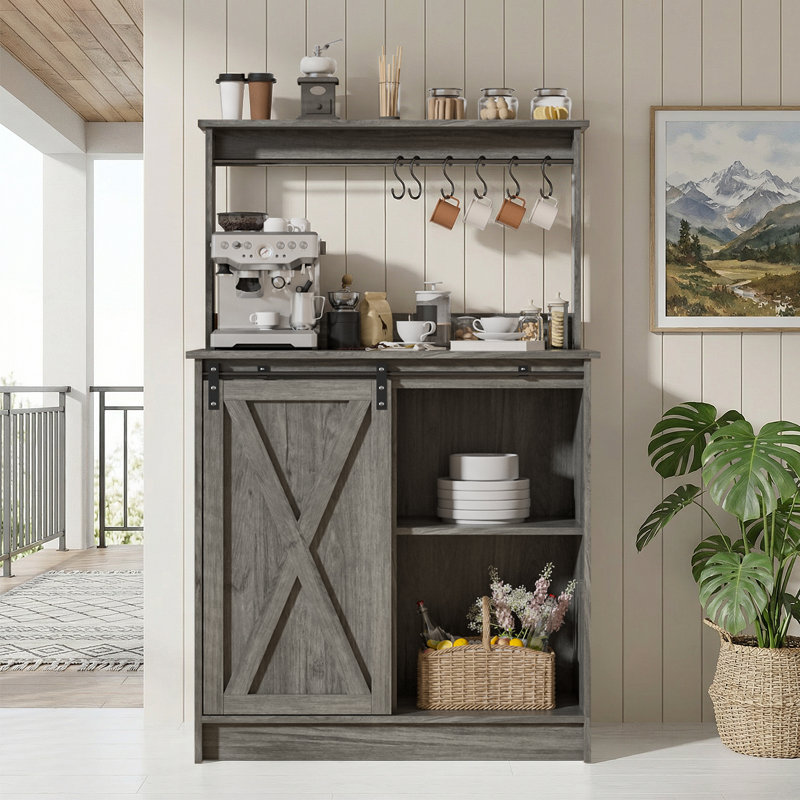 Armoire avec 6 crochets Abrianna Farmhouse, Gris