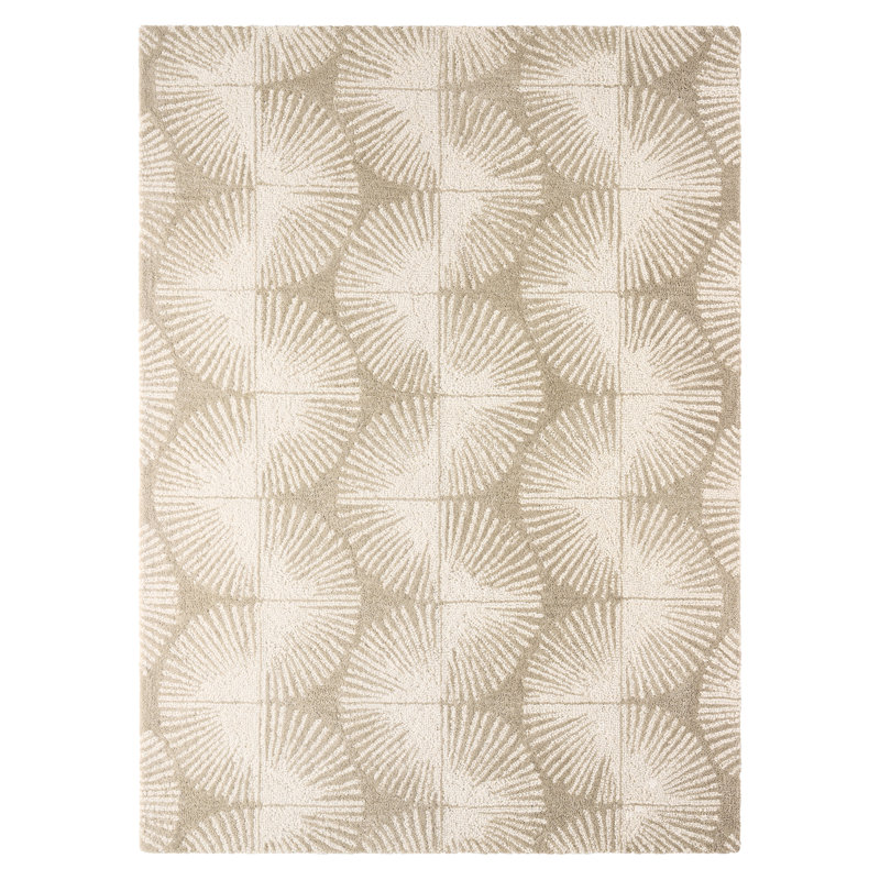 NICOLE MILLER NEW YORK Kendall Fluted Geo Handcrafted Wool Area Rug Taupe, Rectangle 9' x 12'