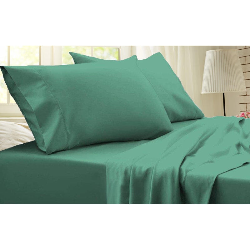 Ensemble de draps en rayonne de bambou de qualité supérieure 4 pièces, Ensemble de draps double / double avec 2 taies d'o