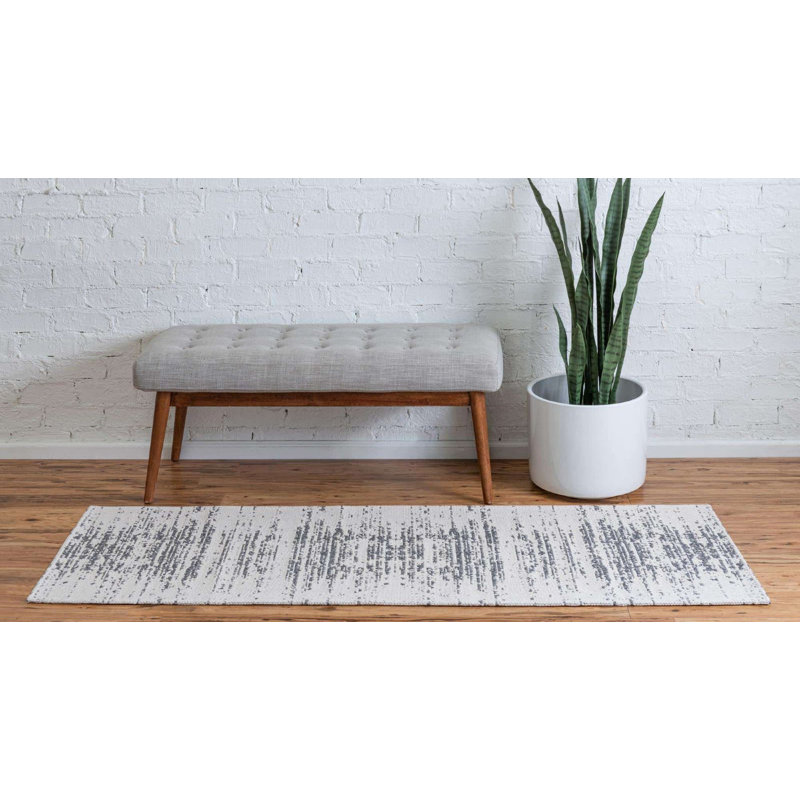 Tapis contemporain couleur poivré Dorrien, Tapis de couloir 2 pi 2 po x 6 pi
