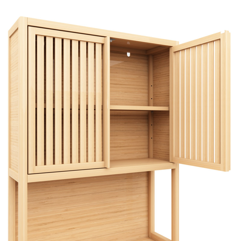 1-2 Drawer Tea Cabinet, Natural , Spacious Storage, Home & Bathroom, 71.62 In. Height, 27.34 Depth, 14.88 Width Material, Bathroom High, Deep, Wide