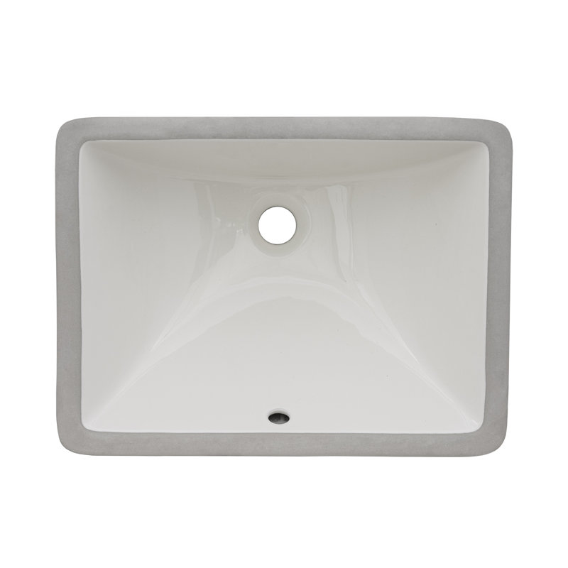 Ruvati 18 x 12-3/4 inch Undermount Bathroom Sink Biscuit Rectangular Porcelain Ceramic with Overflow -, Biscuit