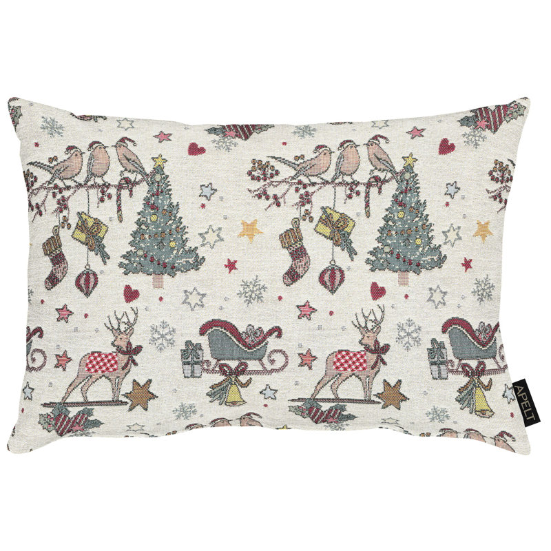Winterwelt Rectangular Cushion, Nature/Red/Grey