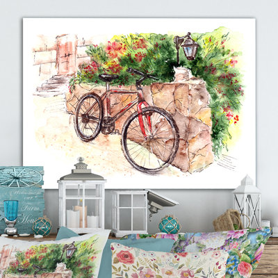 Impression florale sur toile avec bicyclette