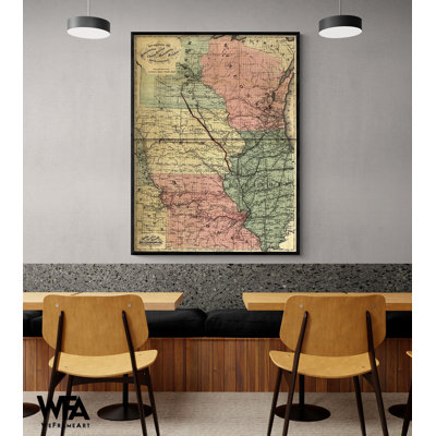 Burlington Cedar Rapids And Minnesota Railway 1868, Minnesota Antique Map, Cedar Rapids Iowa Poster, Burlington Wall Art, Hallway Decor -  WeFrameArt, 62702-4Hx6Wx1D-PRINT ONLY