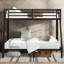 Lit superposé en métal noir simple au-dessus d'un lit double, adolescents, conception d'espace, bruit, bouchons en plastique, rangement inférieur, structure solide, assemblage facile avec directions, lit double, adolescents et adultes, cadre solide, garde-corps,-1678239564
