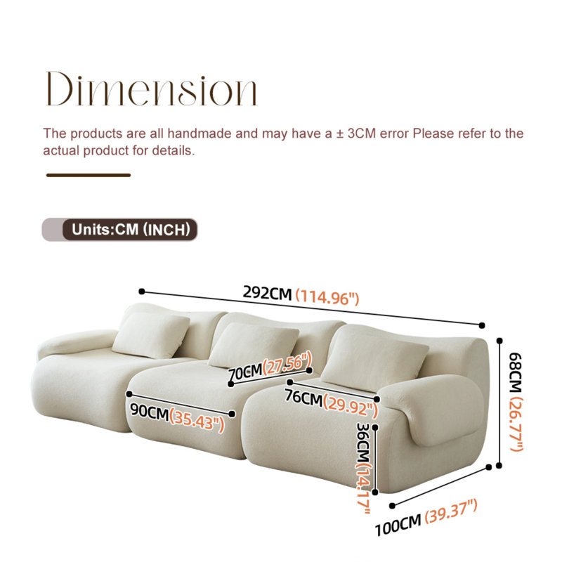 Canapé modulaire modulaire avec un design compressé confortable, un style minimaliste moderne et efficace pour les chambres à coucher et les salons - Blanc