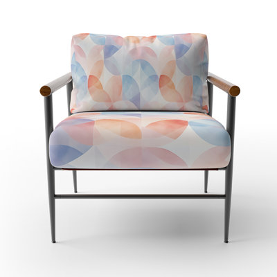 Kids Patchwork Velvet Upholstered Chair - Pastel Mosaic Orange Arm Chair