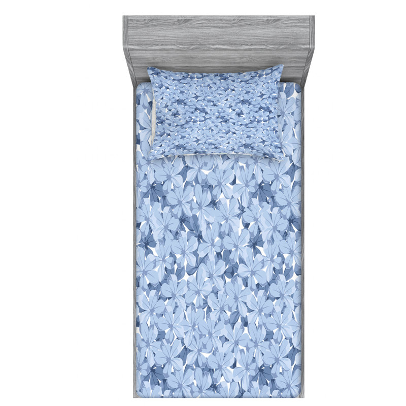 Microfiber Floral Sheet Set, Twin Sheet Set with Fitted Sheet