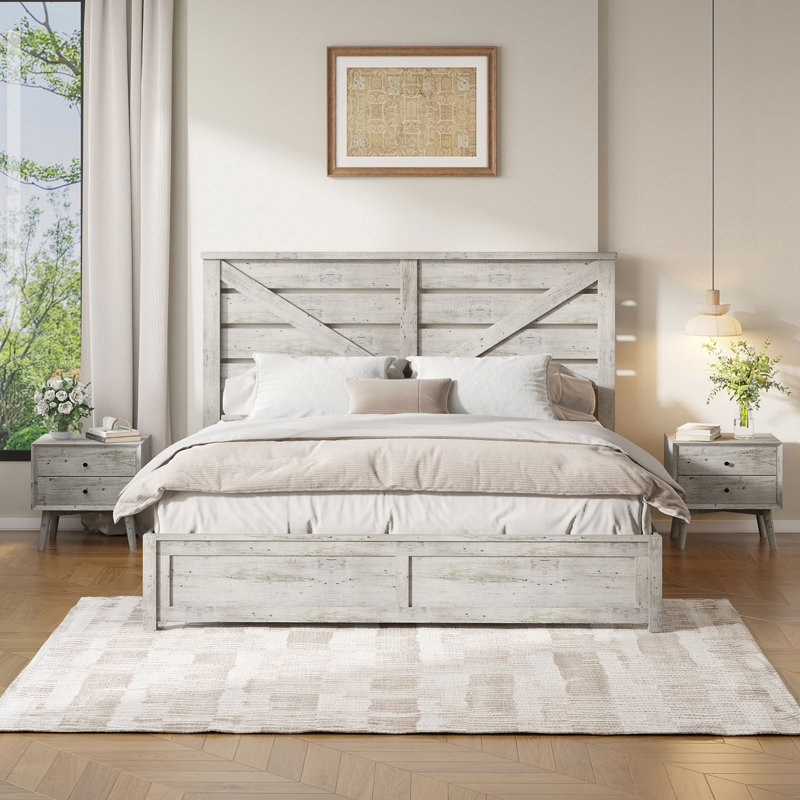Devaya Panel Bed, White, Queen