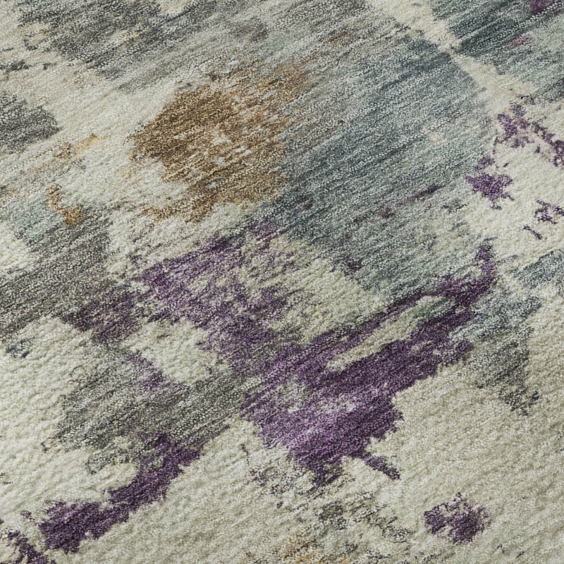 Tapis abstrait lavable à la machine de qualité supérieure Mayfield AMF2072, Lin lin, 5 pi x 7 pi 6 po