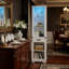 Hautes lumières blanches et porte de grange pour garde-manger Farmhouse