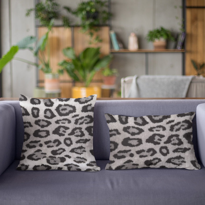 Animal Print Reversible Throw Pillow, 20" x 30", Animal Print, Gray/Silver