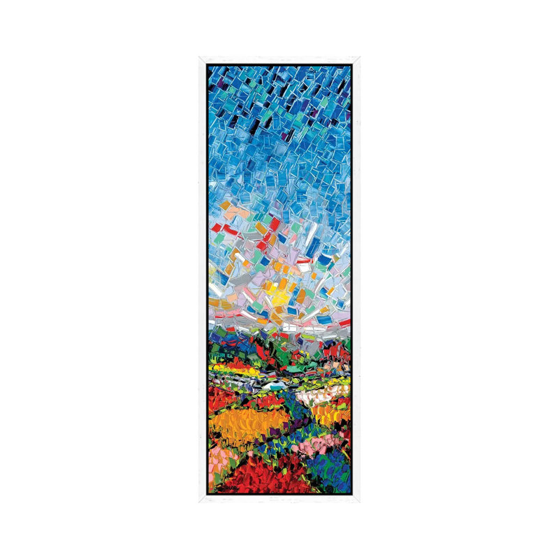 Glorious Fields by Joachim Mcmillan - Panoramic Painting on Canvas, 91.44cm H x 30.48cm W x 3.81cm D, White Framed