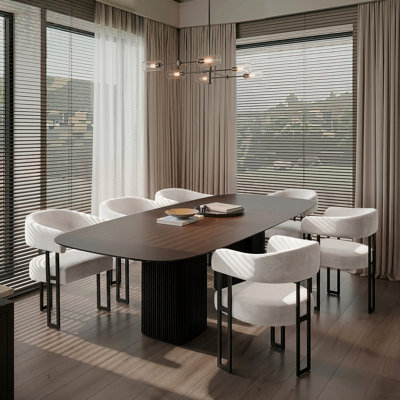 Haskett Upholstered Dining Armchair with metal legs