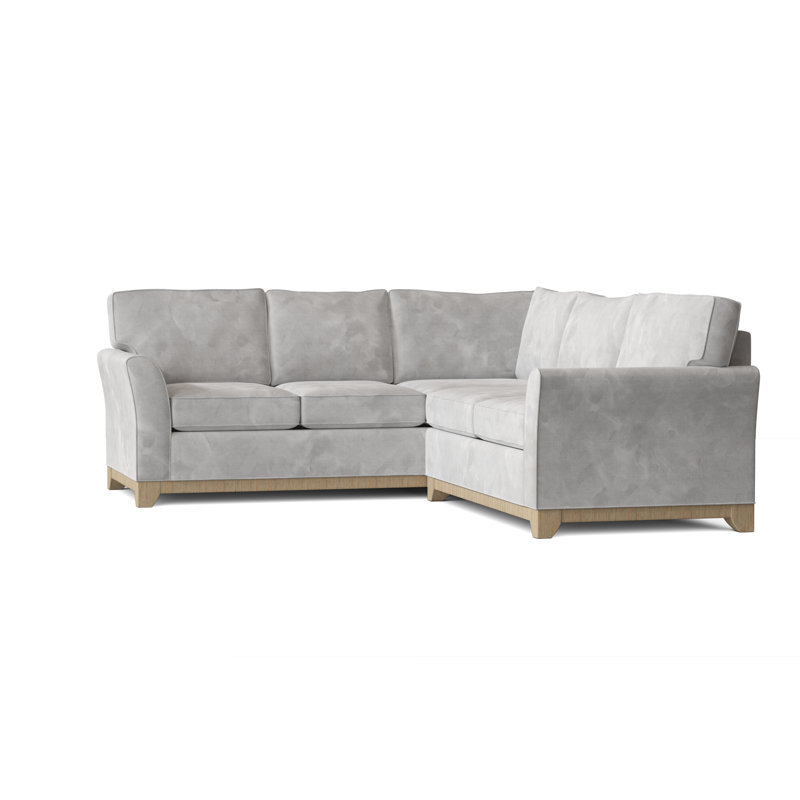 Canapé modulaire en coton de 108 po de largeur Bevins, Accoudoir à droite (vu de face), Bella en velours performance blanc