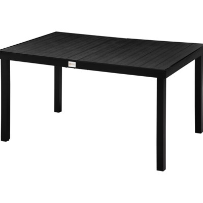 Table de salle à manger 6 patios d'apparence rectangulaire, pieds en aluminium, noir imperméable pour un moment d'extérieur fascinant