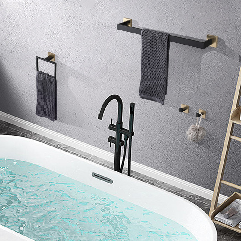 10 - Piece Bathroom Hardware Set, Black/Gold