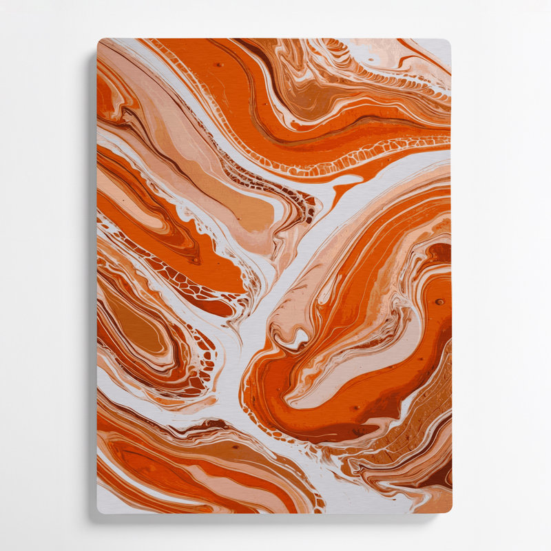 Abstrait fluide, art mural en métal brun 53, H 12 po x l 18 po