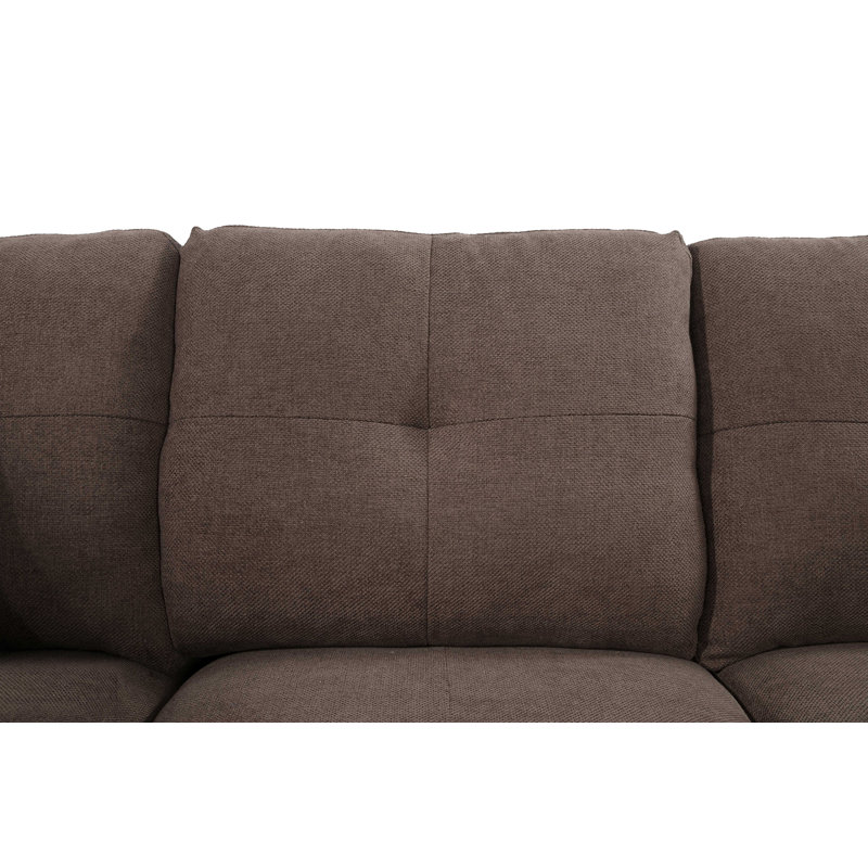 Birge Upholstered L-Shaped Sectional Left Hand Facing, Brown Corduroy