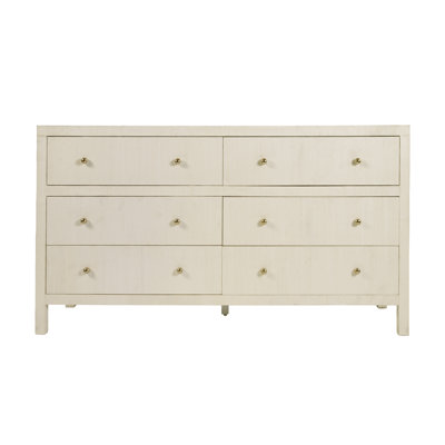 Celine 60 in. W Raffia 6 Drawer Dresser