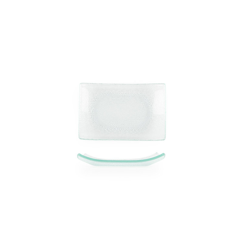 Glass Dinnerware 7.75" x 5" x h:0.75" Rectangular Clear Glass Platter (Set of 4)