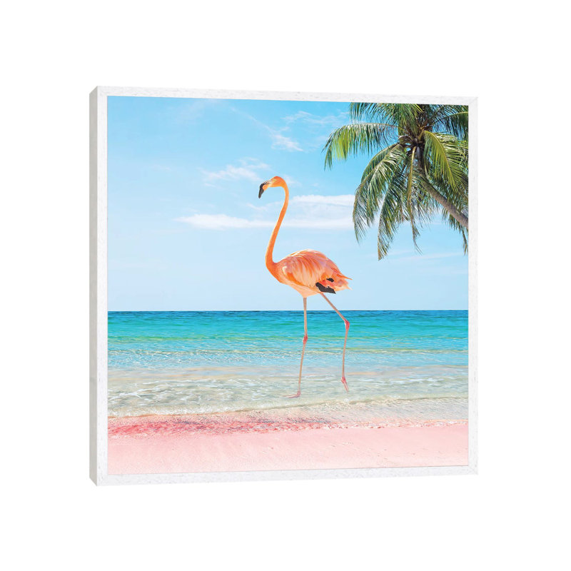 Beach Strut - Print on Canvas, 45.72 cm H x 45.72 cm W, White Framed