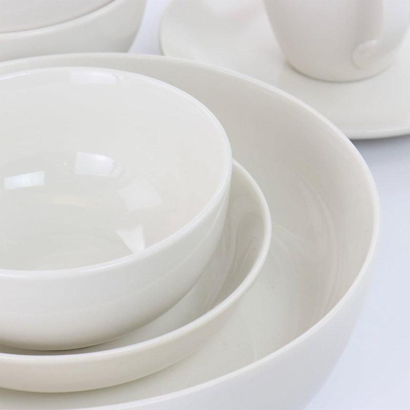 Service de table en porcelaine blanche 32 pièces avec bols de service pour manger et recevoir