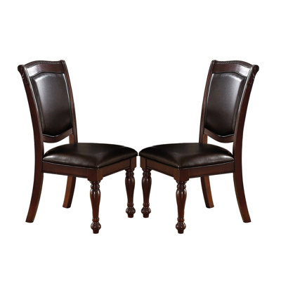 Magnifiques chaises de salle à manger brunes de 2, siège rembourré, bois d'hévéa, revêtement en similicuir, revêtement en bois d'hévéa traditionnel, foncé