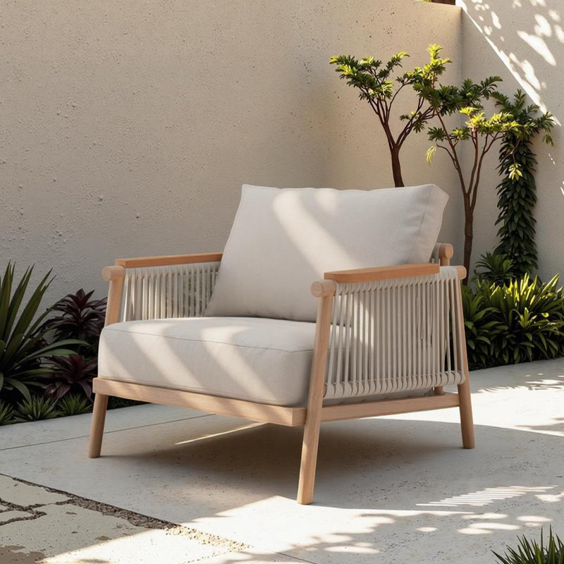 Chaise longue d'extérieur en aluminium Moss, 24" H x 34.6" W x 32.7" D, Armchair