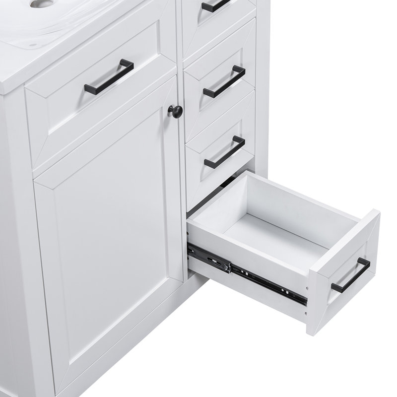 Armoire de salle de bain avec tiroirs, Blanc