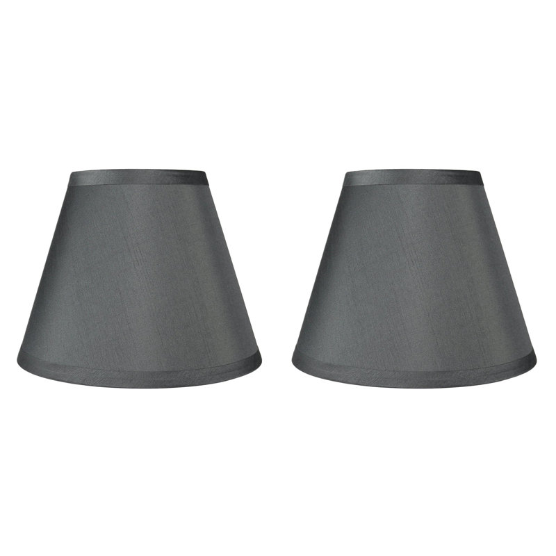 Abat-jour empire en soie 7 po H, Soie grise, 7" H x 9" W x 9" D