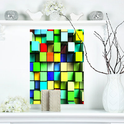 " Colored 3D Cubes Wall Design "