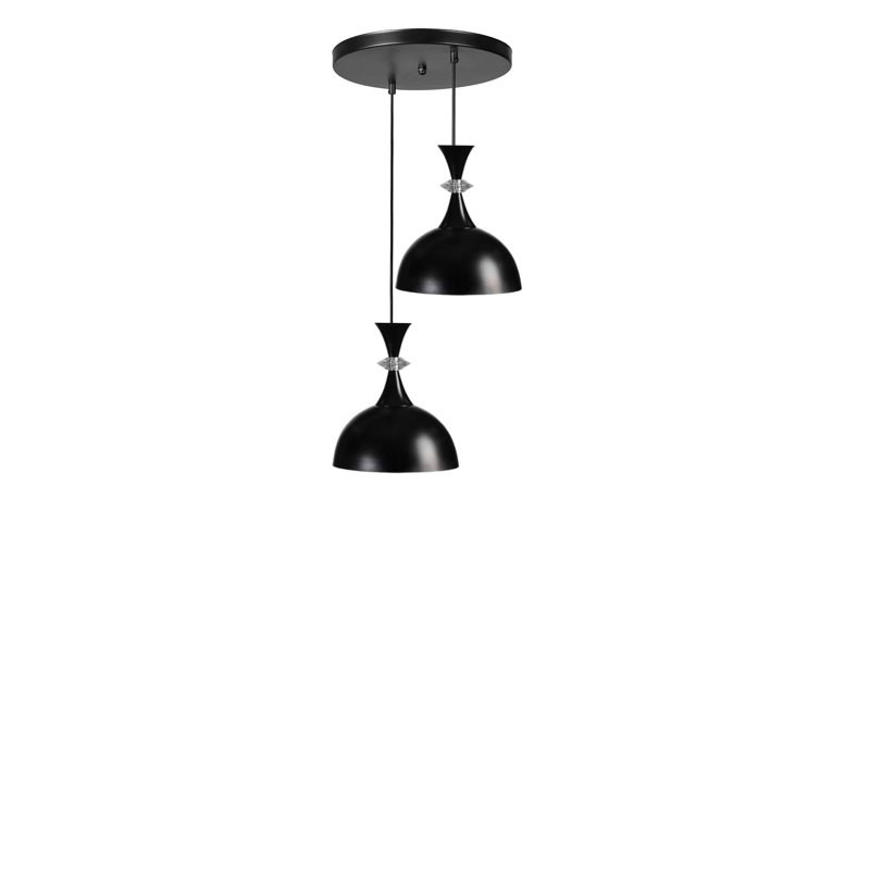 Lustre, 2 niveaux, Noir, Deux lumières
