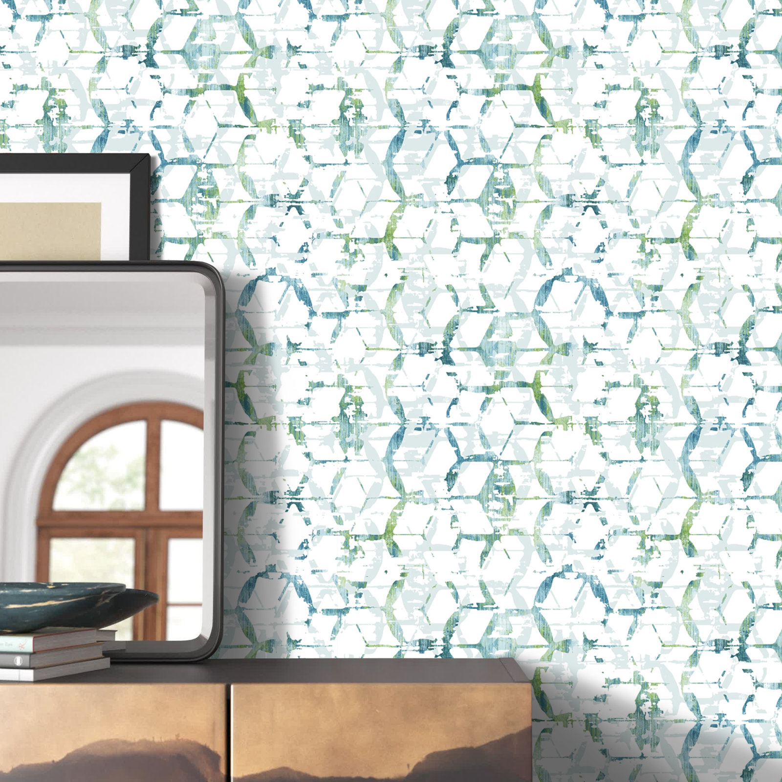 Verlina Modern Geometric Wallpaper, Blue