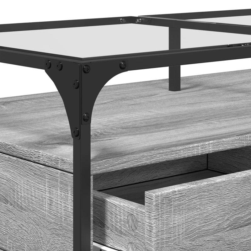 Alarnah Coffee Table with Storage, Black/Grey Sonoma