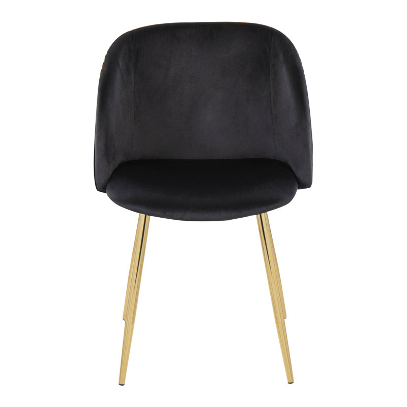 Chaises Parson rembourrées en velours avec dossier 18,5 po Terrance, Velours noir plissé
